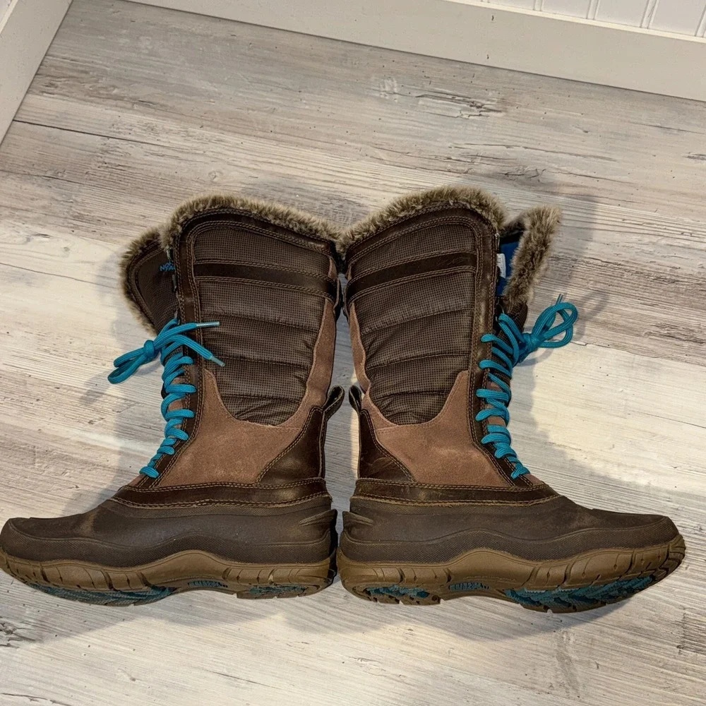 The North Face Brown Faux Fur Snow Boots Primaloft Womens Size 6
